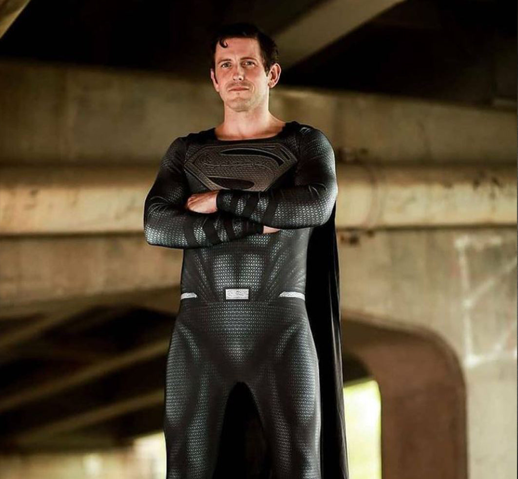SUPERMAN Snyder Cut BLACK SUIT  (rubber emblem options not currently available)